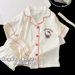 儿童睡衣女短袖 公主风甜美女童家居服 HelloKitty女孩2025新款 夏季