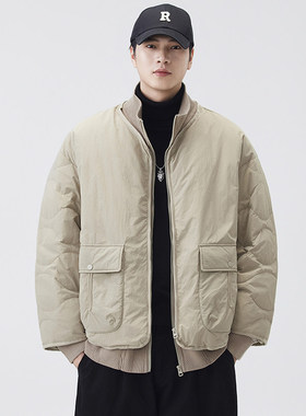 BRUSHKA新款潮牌针织立领男士羽绒服个性痞帅假两件90白鸭绒外套