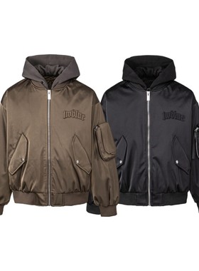 BRUSHKA90白鸭绒刺标袖袋连帽羽绒服男冬季2025新款宽松保暖外套