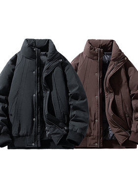 PSALMIST2025冬季日系纯色工装羽绒服男潮牌90白鸭绒保暖加厚外套