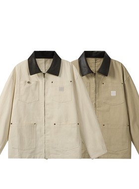 YANSANXIA多口袋撞色底特律夹克男秋季复古宽松休闲哈特工装外套