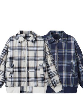 YANSANXIA 2025潮牌美式复古格子学生青少年棉衣男女加厚外套棉服