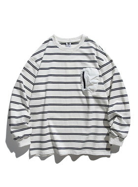 UNDREST 2025秋季新款男日系条纹cityboy条纹学院圆领卫衣外套潮