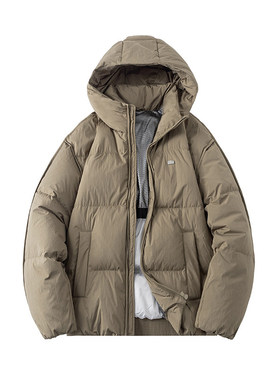 BRUSHKA高充绒蓬松连帽羽绒服男冬季加厚保暖一体连帽面包服外套