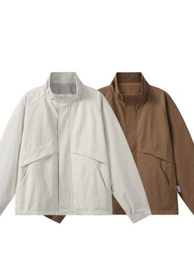 YANSANXIA户外防风纯色立领cleanfit夹克男秋季高级小众百搭外套