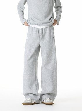 PUBIE美式拼接卫裤男士秋季潮牌重磅cleanfit休闲弯刀直筒阔腿裤