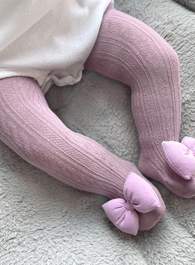 婴儿打底裤大pp夏季秋款不勒0-3个月宝宝可爱蝴蝶结公主连脚袜裤