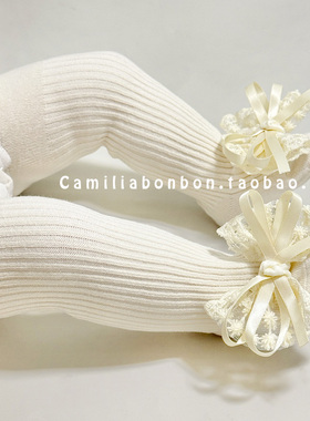 新生婴儿连裤袜大PP春秋满月3个月女宝宝可爱蝴蝶结公主连脚袜裤