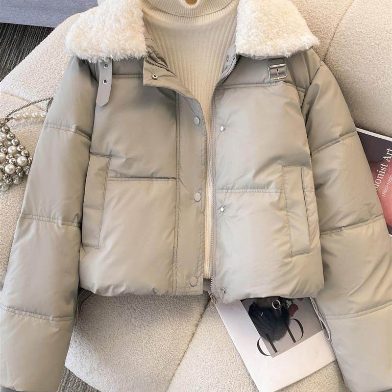 PU皮棉服女冬季爆款2025年新款羽绒棉衣短外套羊羔绒毛领拼接棉袄,女装/女士精品,棉衣/棉服,淘宝优惠券,粉丝福利购,淘宝优惠卷
