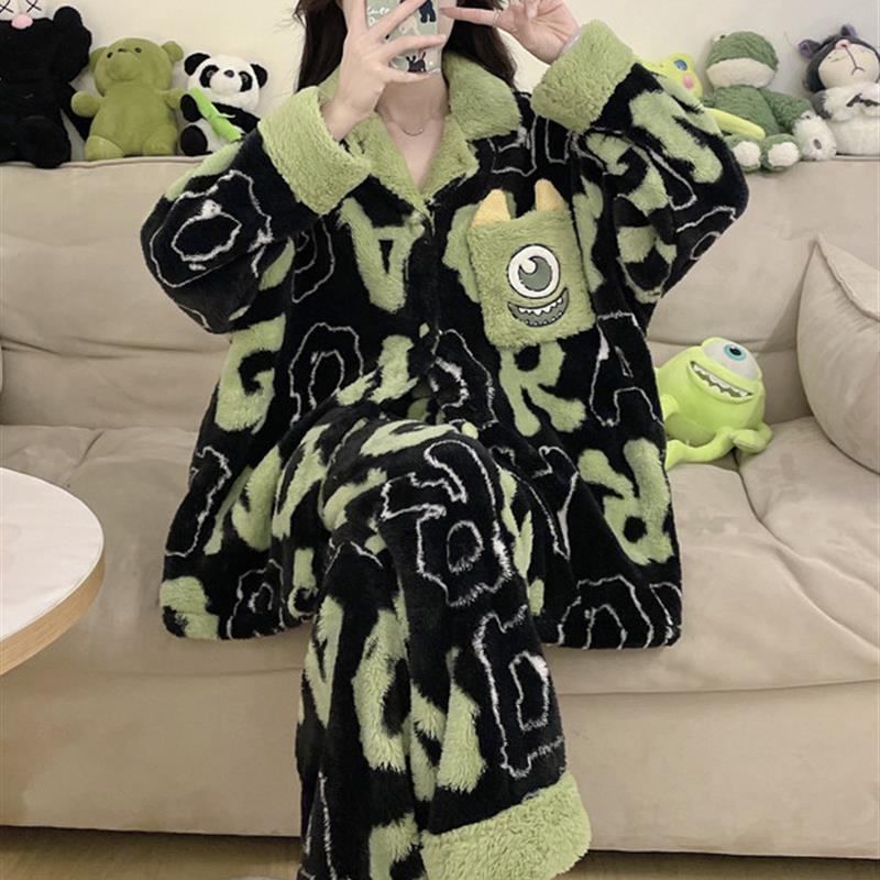 珊瑚绒睡衣女冬季加绒加厚2025新款高级秋冬法兰绒保暖套装家居服