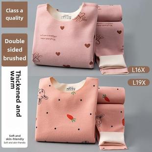 采购产品男孩和女孩的保暖套装德国天鹅绒内衣儿童的秋天衣服和长