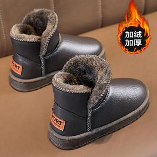 儿童雪地靴男童鞋2025冬季新款加绒加厚棉靴中大童防水大棉鞋男孩