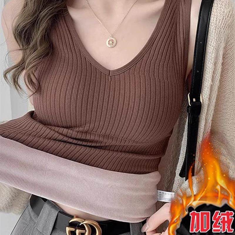保暖内衣吊带背心女冬季内搭外穿带胸垫打底文胸一体加绒加厚上衣,女装/女士精品,背心吊带,淘宝优惠券,粉丝福利购,淘宝优惠卷