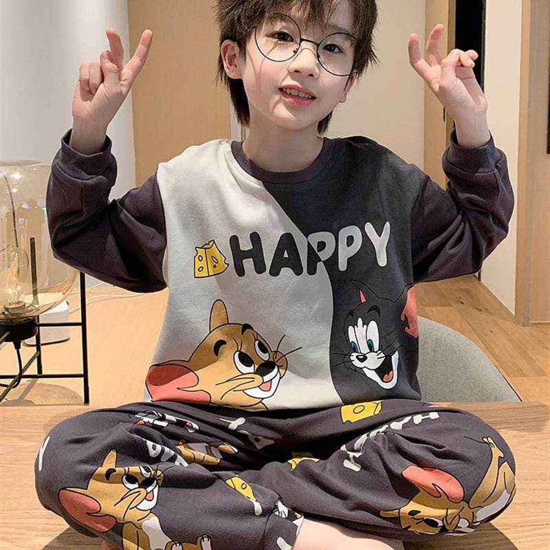 男式睡衣春秋长袖纯棉薄童装男式大童装青少年男式卡通2025新款,童装/婴儿装/亲子装,家居服套装,淘宝优惠券,粉丝福利购,淘宝优惠卷