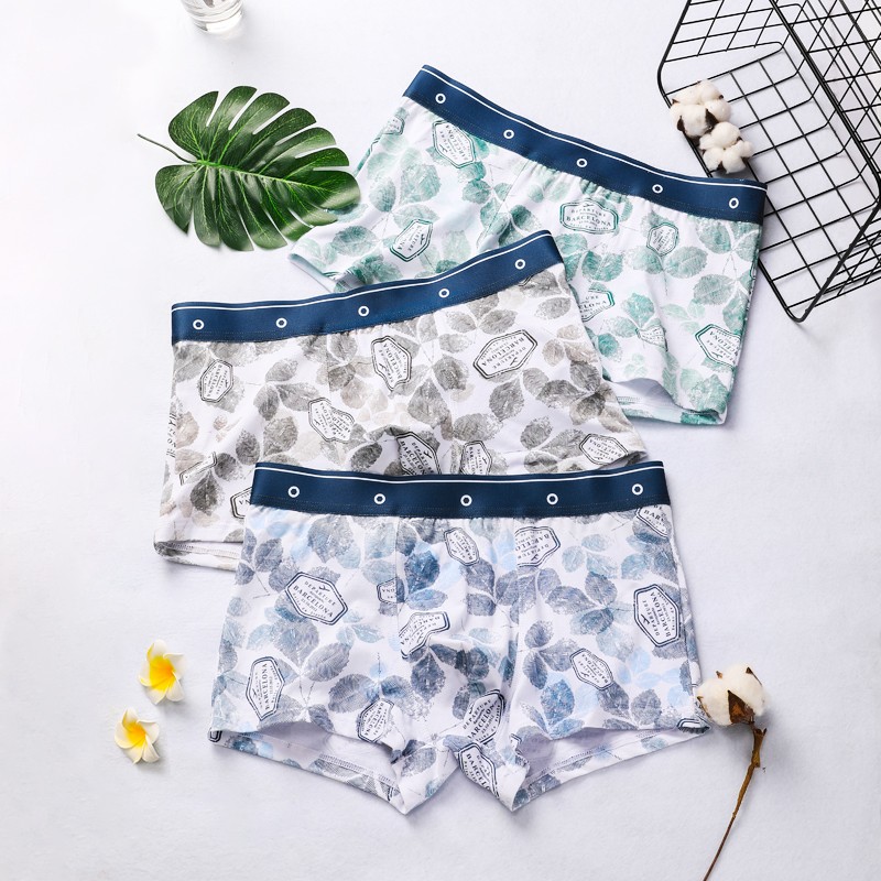 潮杰斯 男士内裤平角裤宽松棉夏季青年低腰四角裤运动底裤透气个