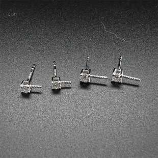 18K金莫桑钻经典戴妃款珍珠耳环配件 AU750珍珠耳钉空托正品