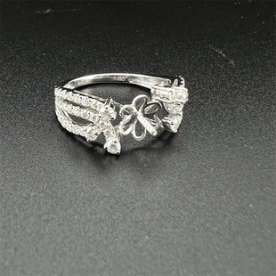 18K金莫桑钻珍珠戒指空托 AU750正品豪华多层古风珍珠戒指配件diy