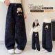 加绒加厚裤 子2025新款 洋气冬休闲阔腿裤 女童冬季 初中生女孩直筒裤