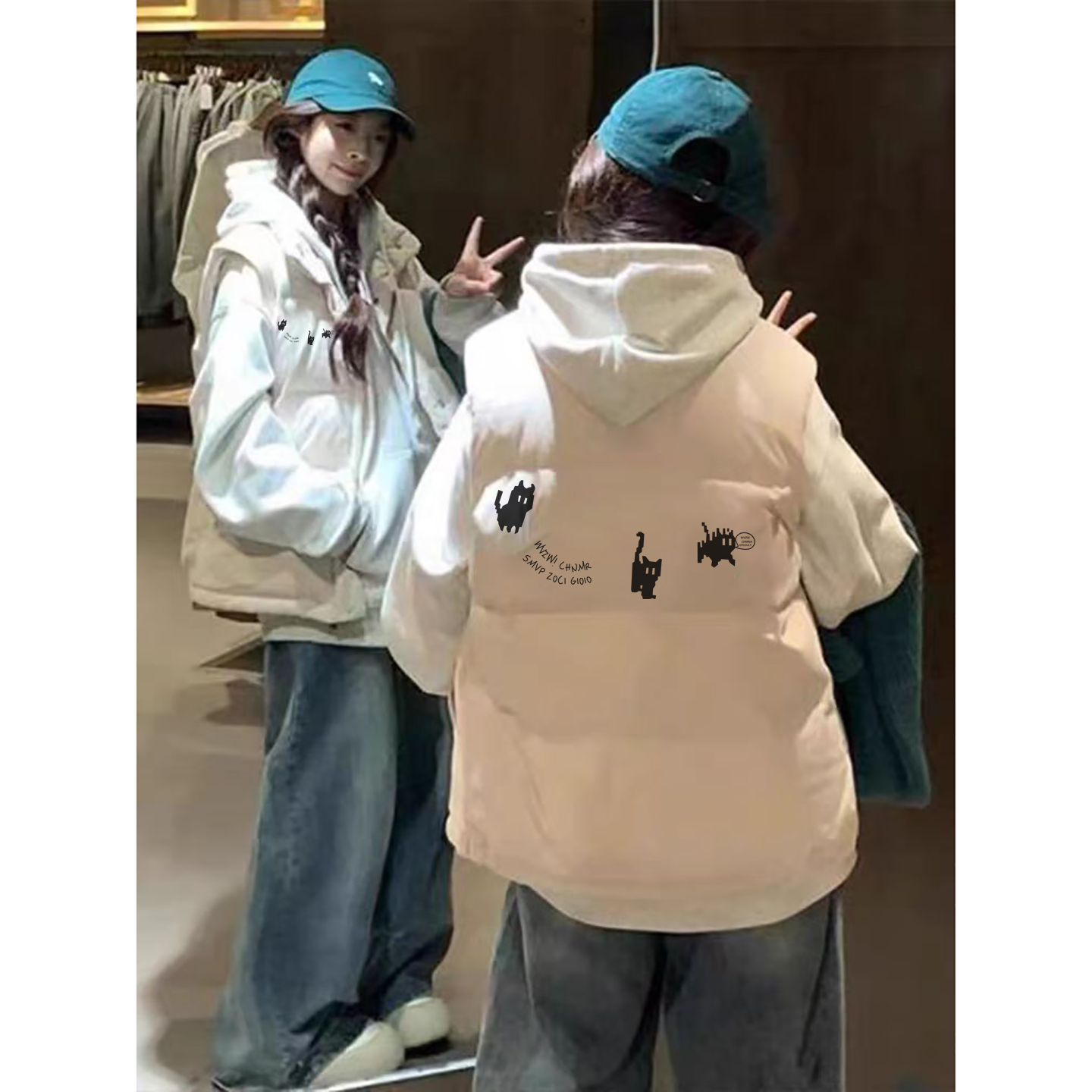 黑色立领羽绒马甲女秋冬加厚大童