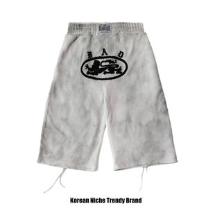 badblood夏季美式扎染弯刀阔腿卫裤松紧腰休闲运动水洗做旧直筒裤