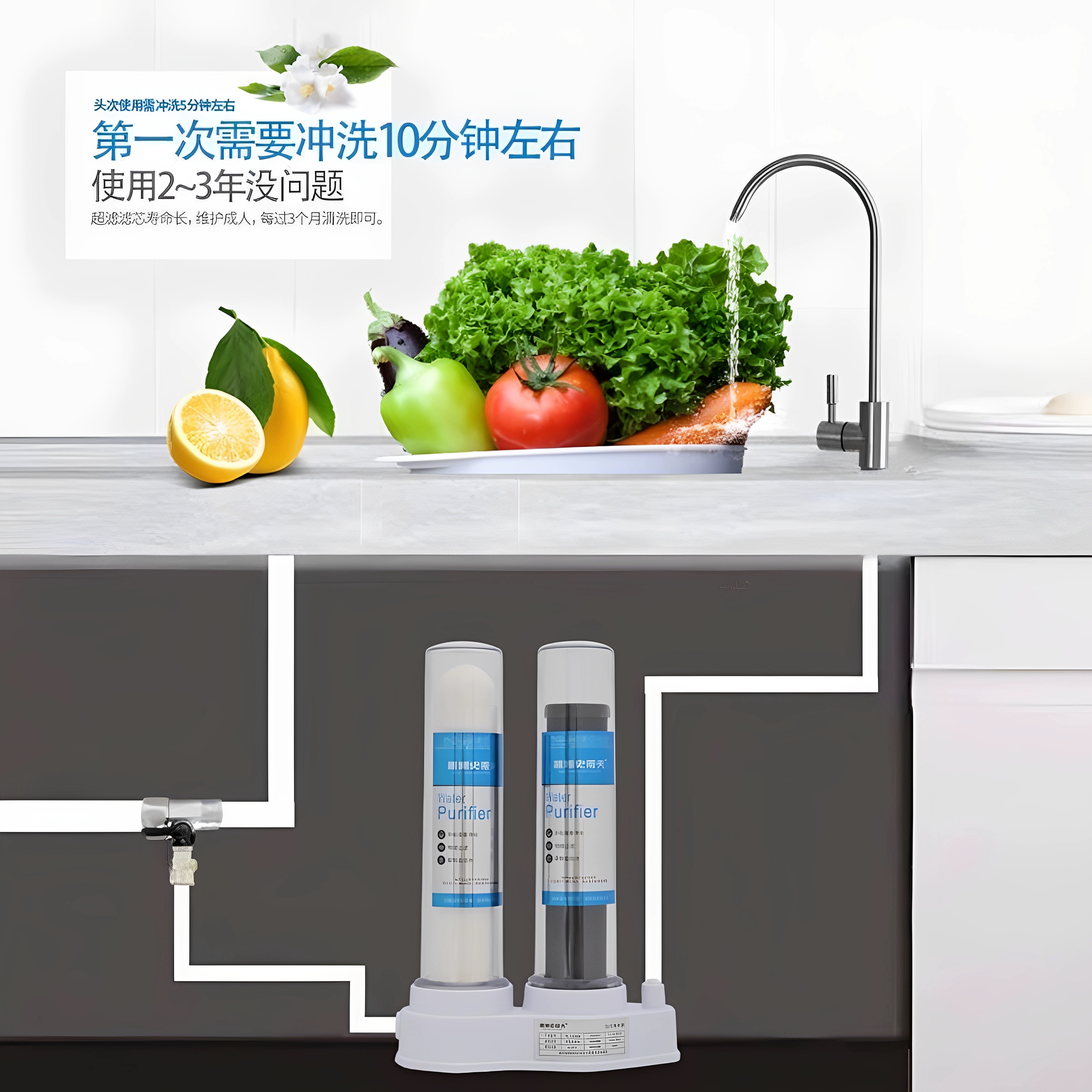 电视同款透视净水器过滤器家用自来水厨房净化陶瓷滤芯台下滤水机