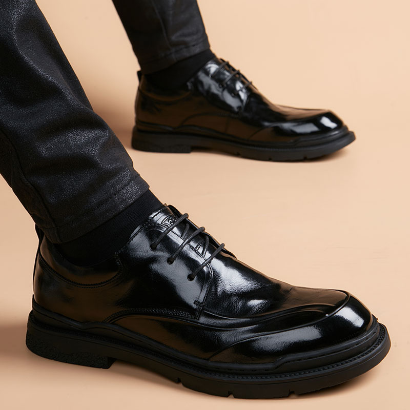 男士皮鞋头层牛皮英伦风商务男鞋