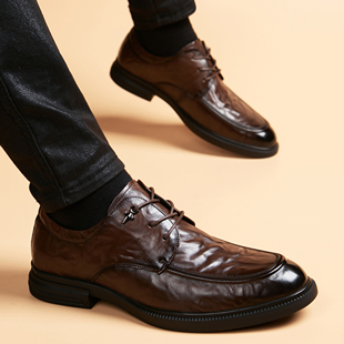 皮鞋男商务正装真皮牛皮男鞋英伦风高级感韩版英伦潮流内增高鞋子