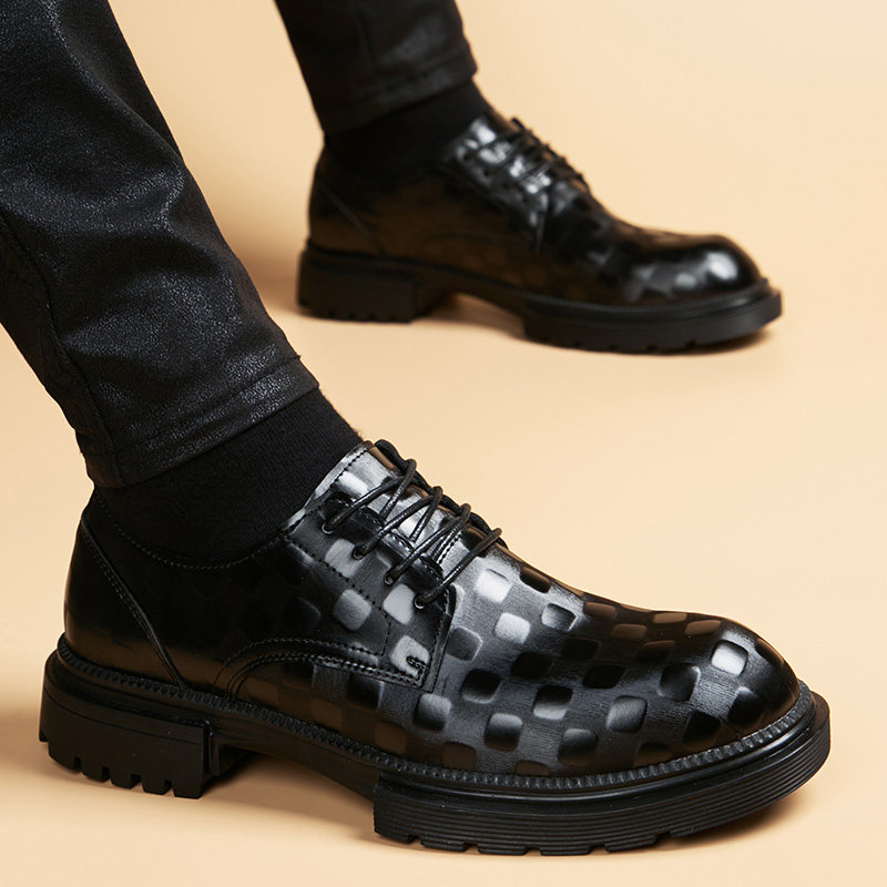 增高橡胶底英伦潮流亮片男士皮鞋