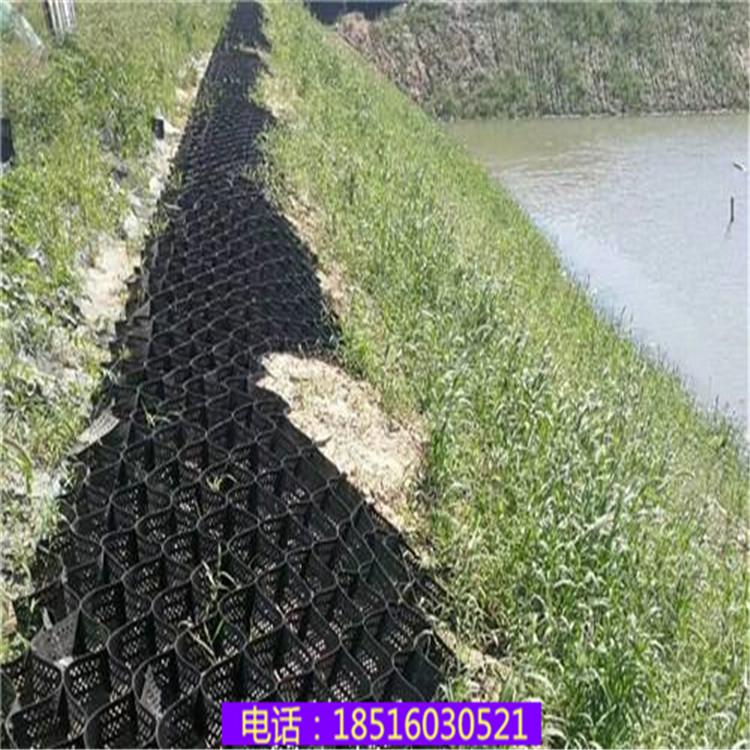 公路铁路坡面种植绿化固土鱼塘藕池河道护坡立体土工格室蜂巢网格