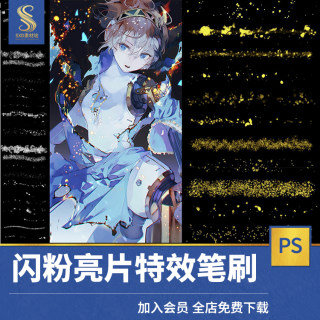 亮片闪粉特效绘画人像眼影眼妆粉粒火星procreate笔刷ps笔刷素材