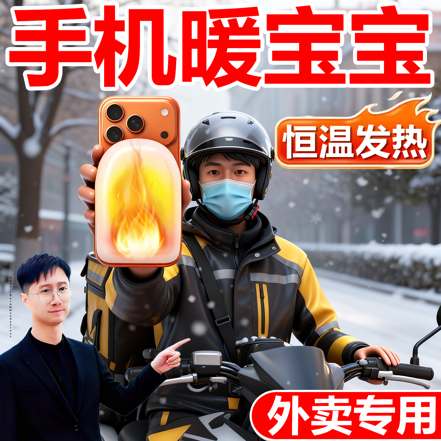 外卖骑手机暖宝宝专用暖贴冬天户外抗寒保暖送外卖发热加热贴神器