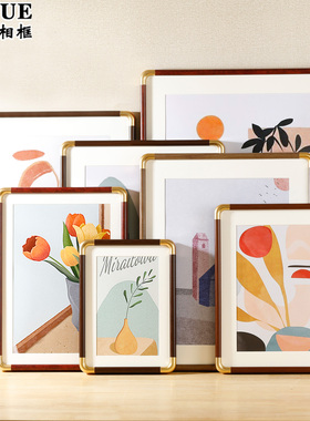 仿铜角画框装裱相框空框定制a4k8开A3卡纸外边框架拼图展示框挂墙