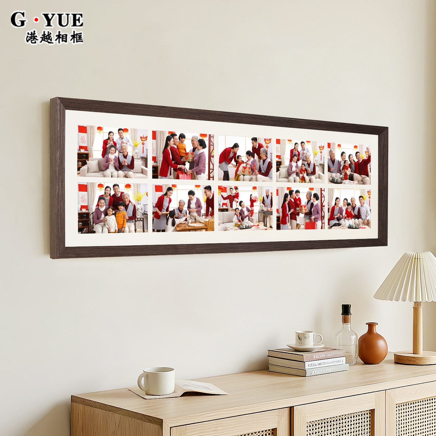 实木全家福相框定制10宫格多张6寸冲洗照片打印加做成婚纱照挂墙