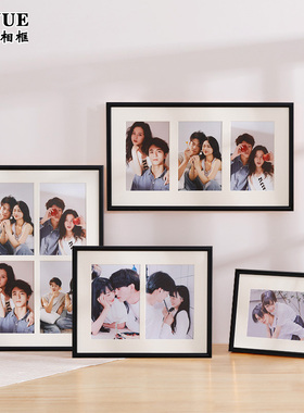黑色铝合金三连框相框摆台6寸情侣创意组合diy多张照片框定制挂墙