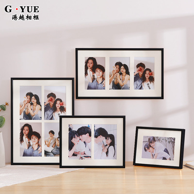 黑色铝合金三连框相框摆台6寸情侣创意组合diy多张照片框定制挂墙