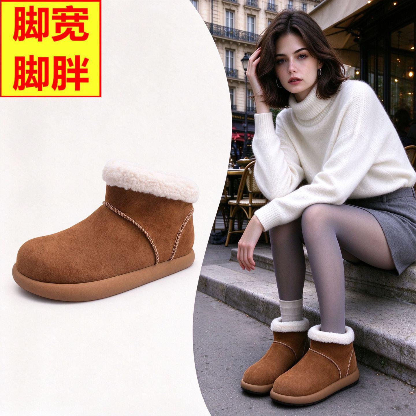 厚底雪地靴女外穿胖mm大码