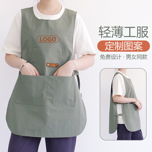 夏天轻薄款围裙坎肩式防水工作服