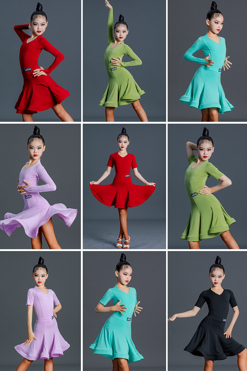 雅色墨画拉丁舞比赛服考级服女童