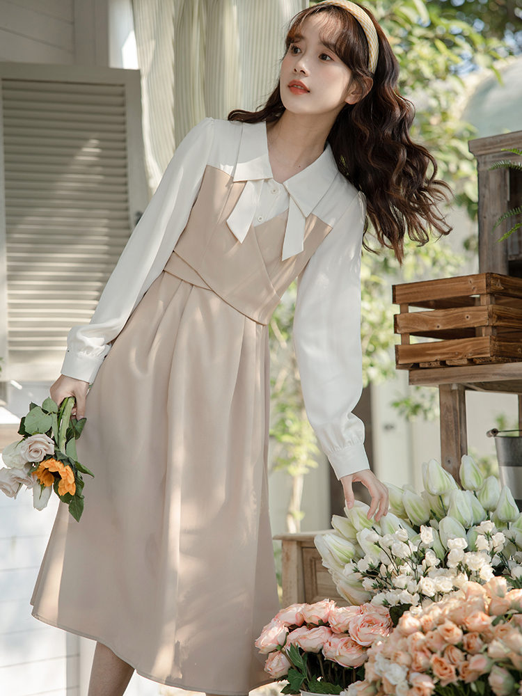 幼师穿搭公务员面试服装女春秋季连衣裙子教师公开课衣服通勤气质