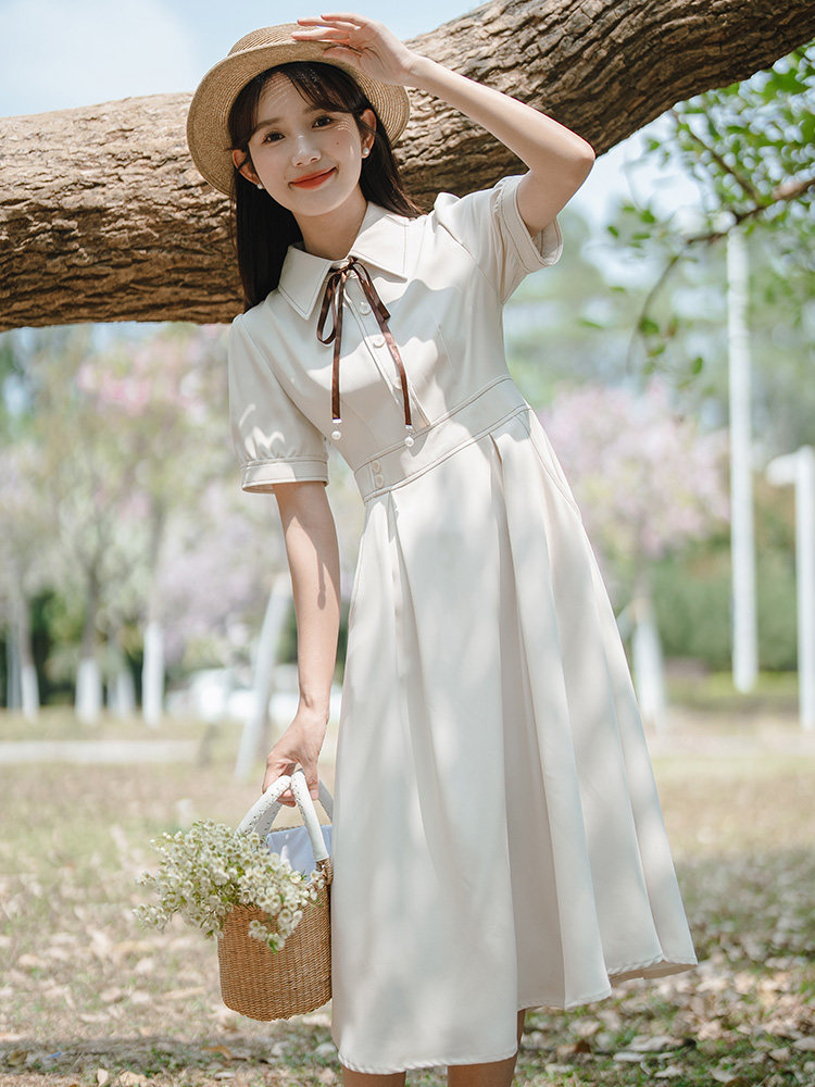 夏季女装教资面试服装教师穿搭学院风小个子衬衫裙正式场合连衣裙