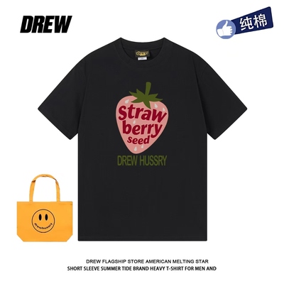 drew美式复古印花短袖男女百搭