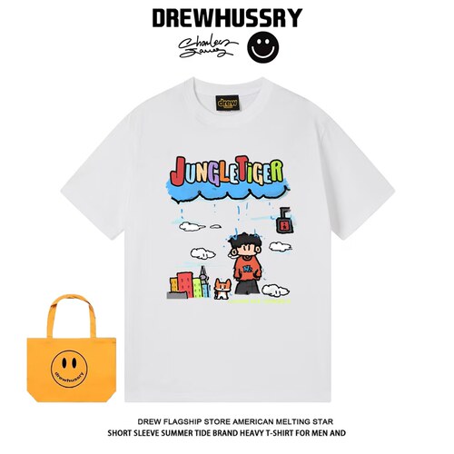 drew美式潮牌像素人复古短袖街头