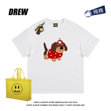 drew狗狗Kitty帽子可爱印花男女休闲百搭纯棉短袖T恤街头情侣上衣