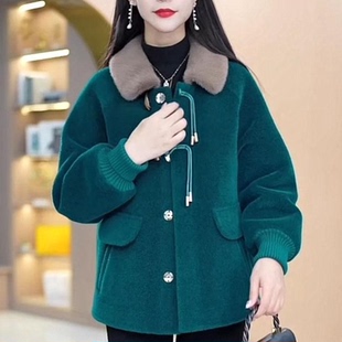 冬季高档中年妈妈装冬装仿水貂绒外套皮毛一体中老年女装外穿上衣