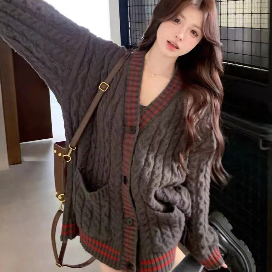 超好看温柔风麻花软糯女开衫上衣外套韩版松弛感甜美毛衣针织衫潮