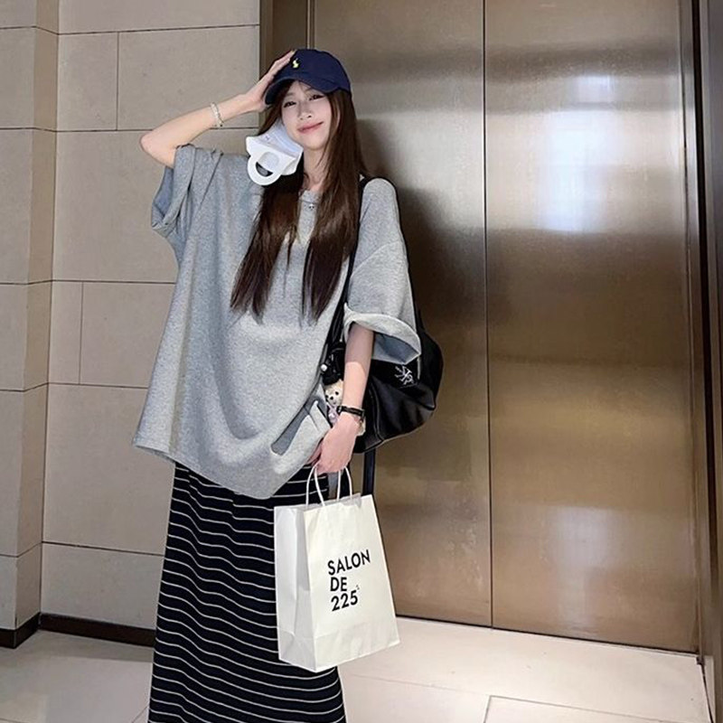 2026夏季绑带高端半袖设计慵懒松弛卫衣韩版松弛感宽松T恤上衣女