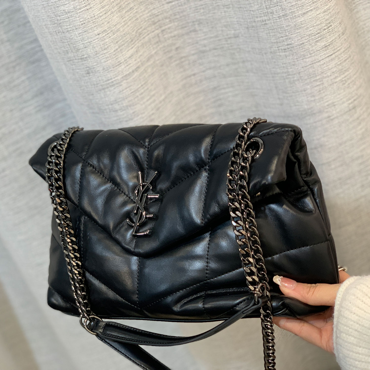 菱格软皮双链条洋气大包小牛皮翻盖信封潮女包单肩腋下斜挎秋新款