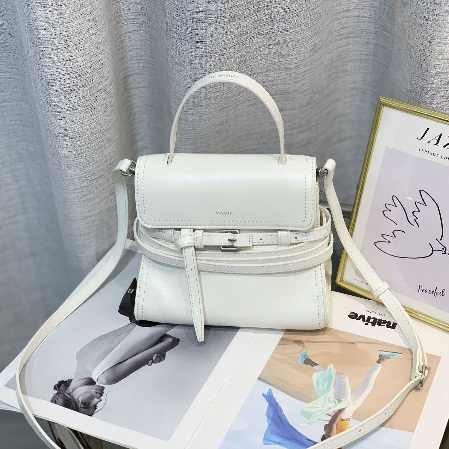 2026新款轻奢小众皮带扣手提包女百搭时尚小方包单肩牛皮斜挎包