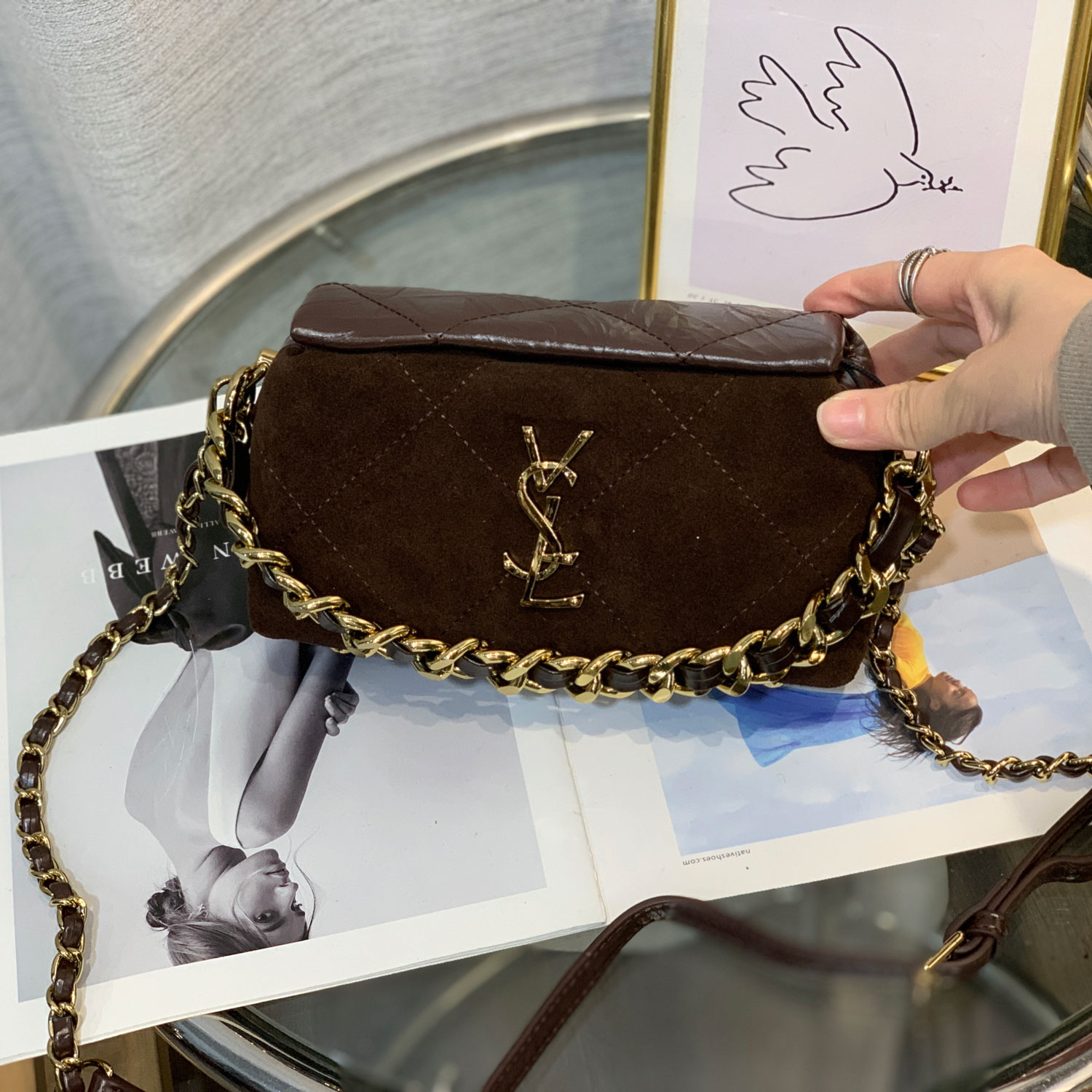 2025秋冬磨砂牛皮新款欧美链条洋气医生包迷你单肩斜挎女包小方包