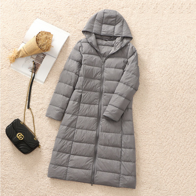 轻薄羽绒服女加长款过膝显瘦连帽